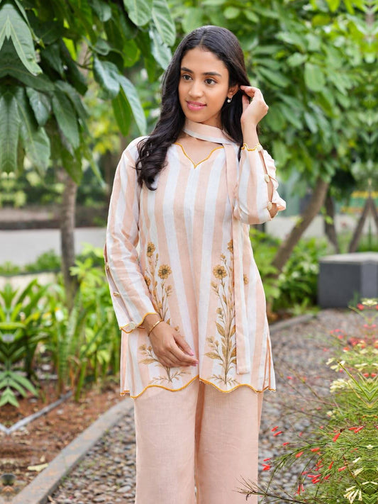 Peach short kurta set