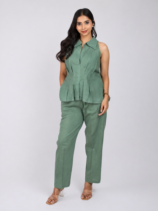 Sage Green Linen Blend Co-ord Set