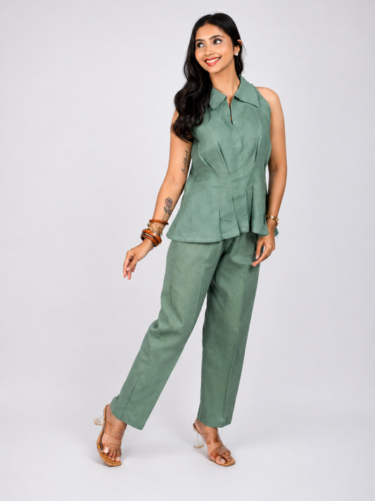 Sage Green Linen Blend Co-ord Set