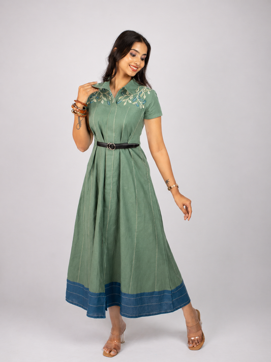 Sage Linen Blend Dress