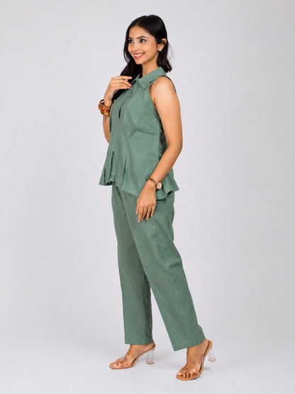 Sage Green Linen Blend Co-ord Set