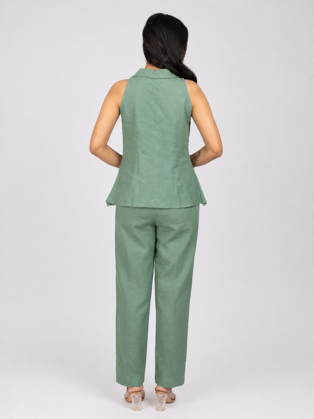 Sage Green Linen Blend Co-ord Set