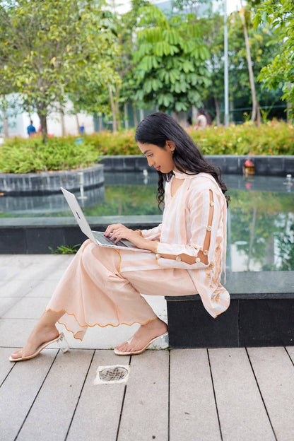 Peach short kurta set