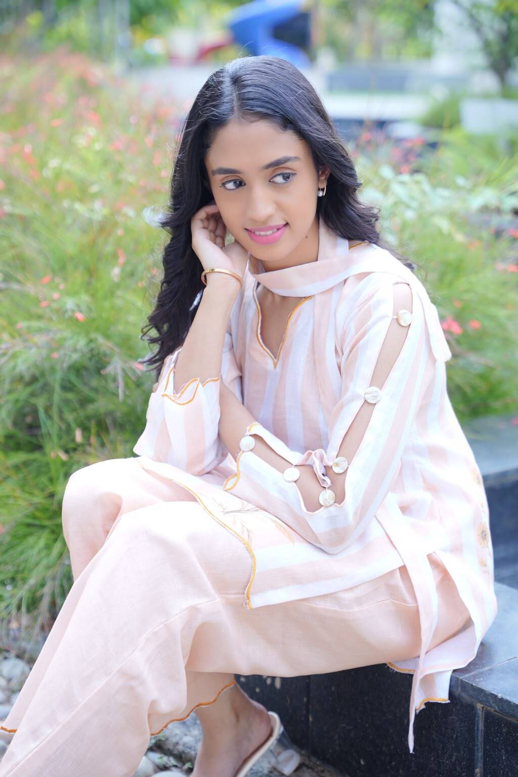 Peach short kurta set