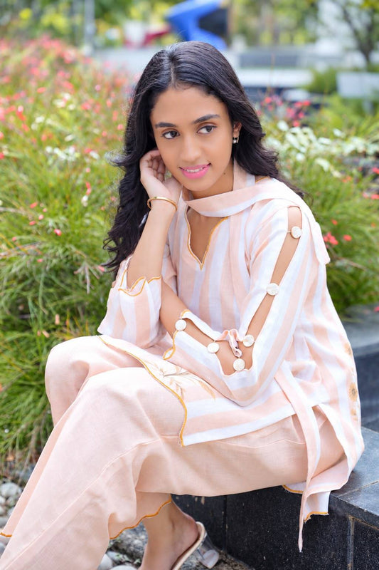 Peach short kurta set