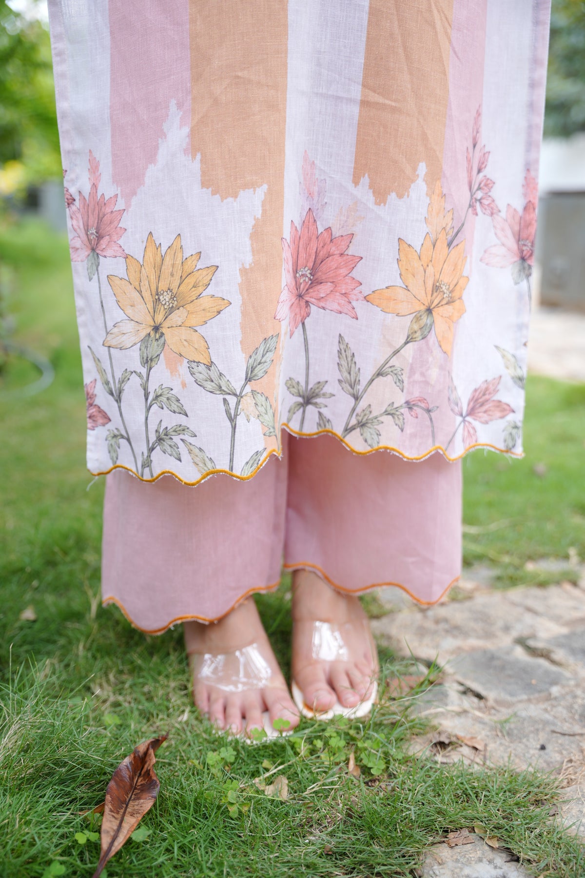 Elegant Pastel Striped Kurta Set