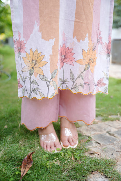 Elegant Pastel Striped Kurta Set