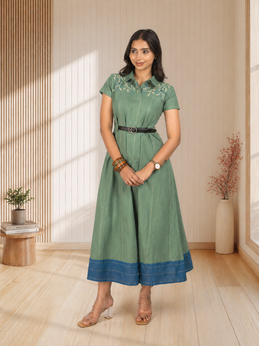 Sage Linen Blend Dress