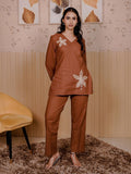 Brown Linen Blend Co-ord Set