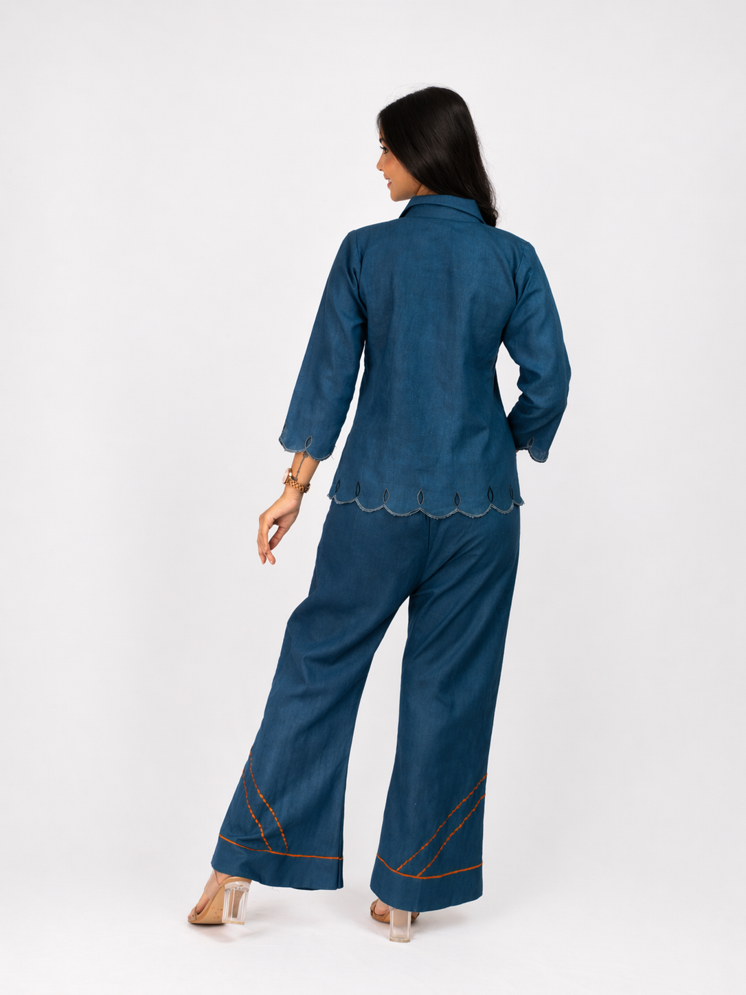 Blue Linen Blend Co-ord Set