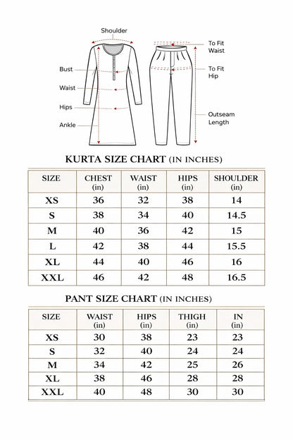Blue Linen Blend Kurta Set